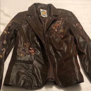 Brown leather looking blazer